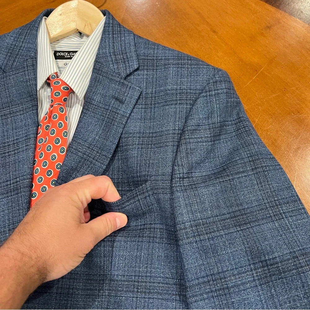 Lauren Ralph Lauren Men’s 2-Button Single Vent Glen Plaid Blazer Blue 38R Jacket